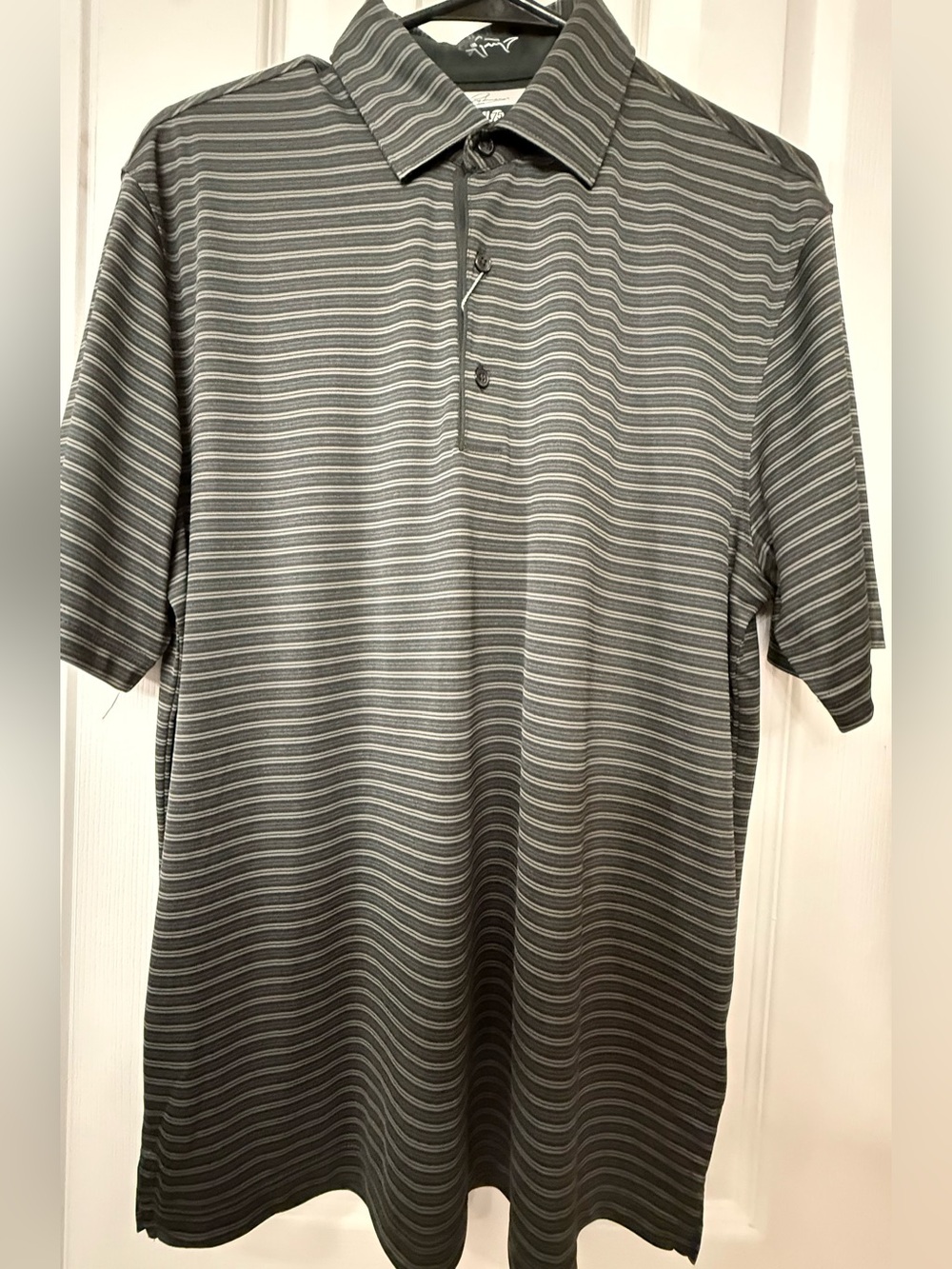 Greg Norman Collection Gray Striped Polo